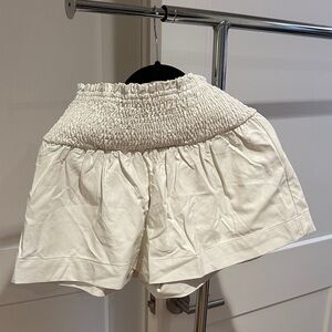 Women's Cream Smocked Waist Shorts